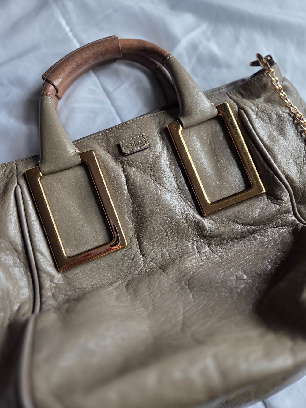 Chloe Leather Top-Handle Satchel with Gold Hardware - Picture 6 of 15